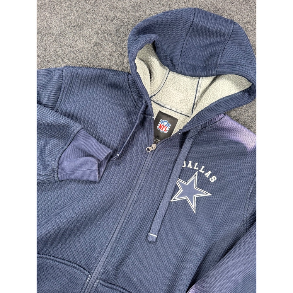 Dallas Cowboys NFL Full Zip Hoodie Mens Large Navy Fleece Lined Football